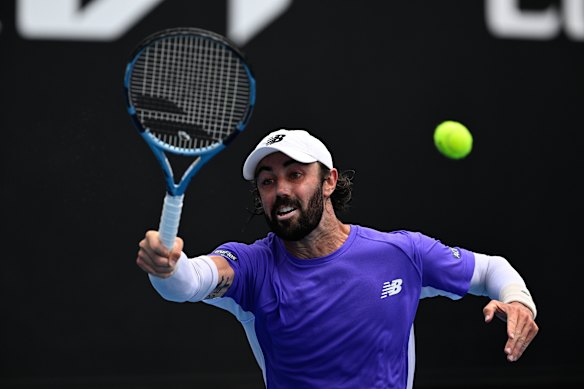 Jordan Thompson in action in round 1 of the 2026 Australian Open.