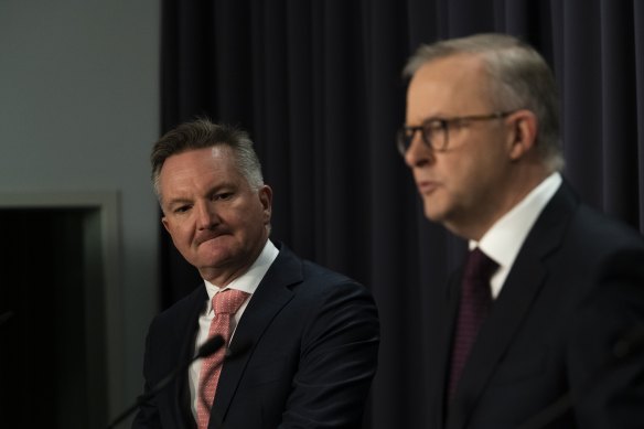 Energy Minister Chris Bowen, left, and Prime Minister Anthony Albanese.