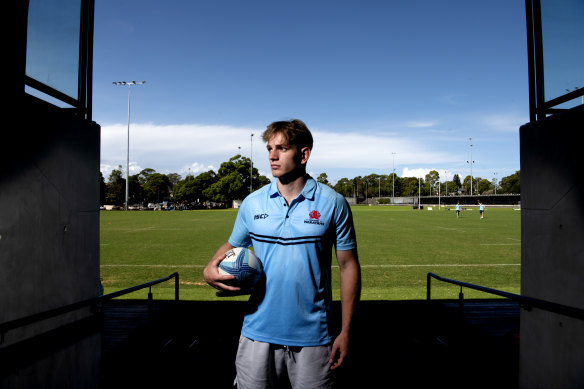 Max Jorgensen at the Waratahs’ headquarters.