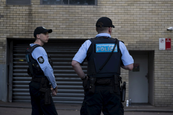 One of the raids by the AFP on the CFMEU headquarters in Pyrmont.