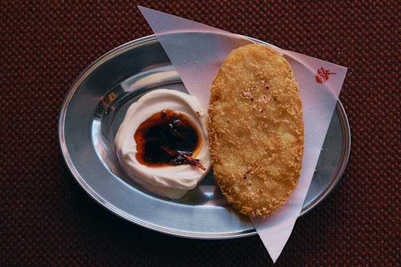 Hash brown with chilli crisp.