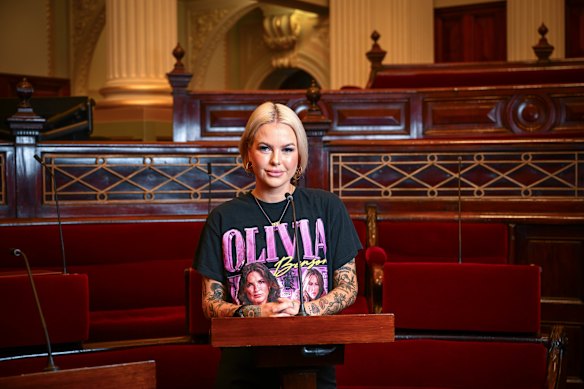 Animal Justice MP Georgie Purcell in Parliament House.