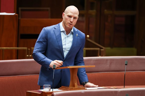 Former Wallabies captain Senator David Pocock.