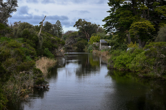 Kananook Creek in Frankston, which runs between Nepean Highway and Frankston Beach.