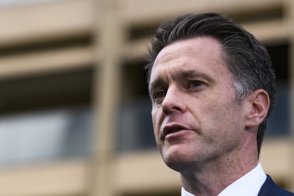 Newly elected leader of NSW Labor Chris Minns addresses the media at Parliament House