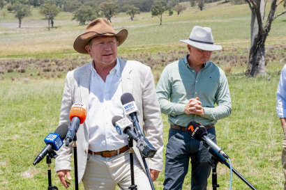 Andrew Forrest at the launch of Uungula Wind Farm, the largest wind farm being built in NSW, in January.