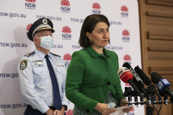 Police state: NSW Premier Gladys Berejiklian and Police Commissioner Mick Fuller.