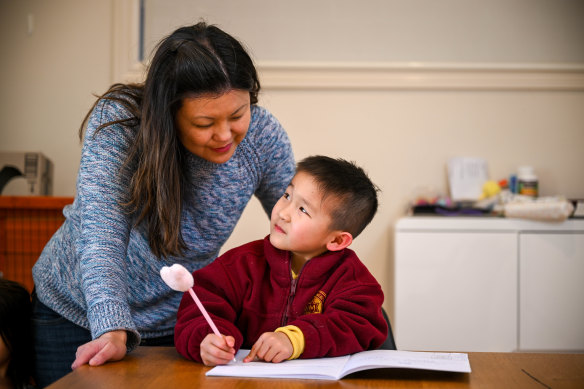 Mount Waverley resident Catherine Fung toured her local school but decided to enrol her son Shane for prep outside her catchment at Murrumbeena Primary School.