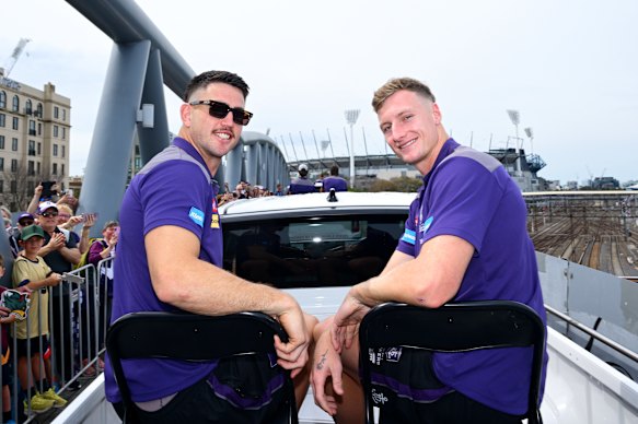 Key forwards Patrick Voss and Josh Treacy are two of the Dockers’ rags-to-riches recruiting success stories.