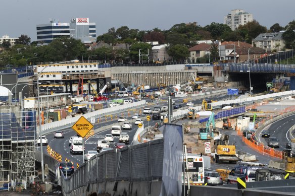Construction work will allow the Warringah Freeway to be part of the interchange with the Western Harbour Tunnel.