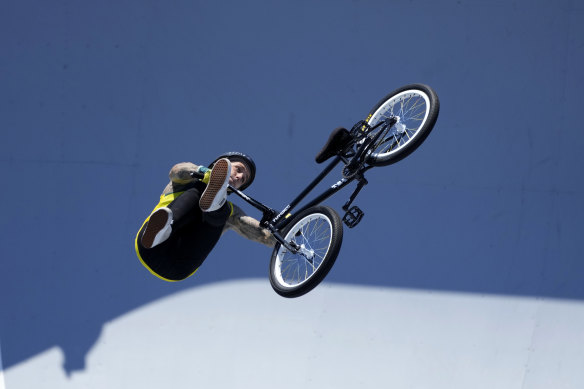 He flew: Logan Martin of Australia wins gold at the men’s BMX freestyle at the Tokyo Olympics.