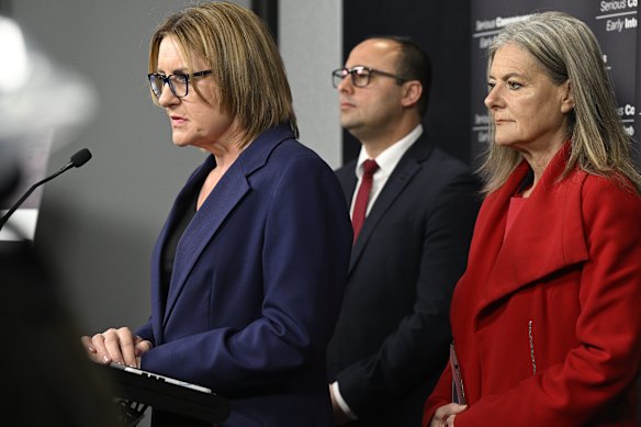 Premier Jacinta Allan with Corrections Minister Enver Erdogan and Attorney-General Sonya Kilkenny surprised their Labor colleagues with changes to youth crime laws.