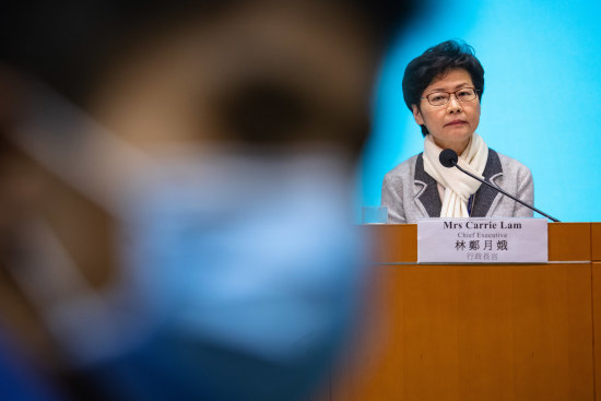 Hong Kong's Chief Executive Carrie Lam at a news conference on Saturday.