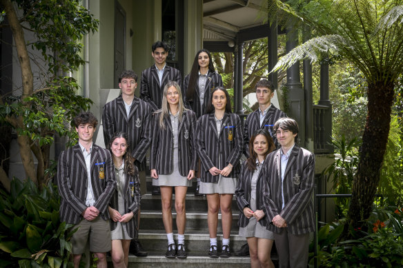 Front row: Will and Libby Hanlon, Emma and James Bowden. Middle row: Chase and Summer Mackay, Ava and Christopher Bitzios. Top row: Nikolas and Angelina Kotsios.