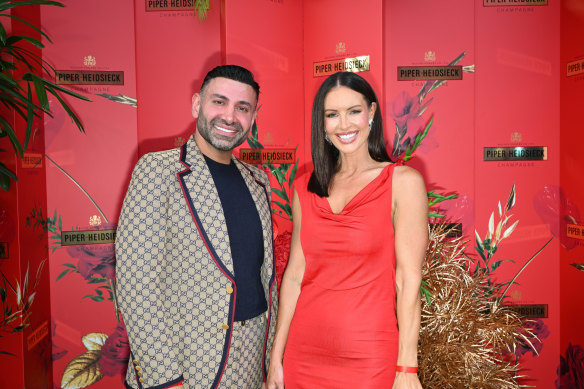 Designer Alin Le’ Kal and cosmetic nurse Alex Pike at the Piper-Heidsieck party at the Australian Open 