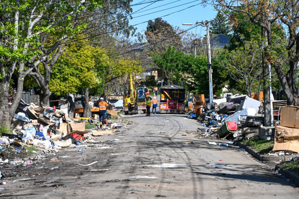 The clean up in Maribyrnong after last year’s flooding.