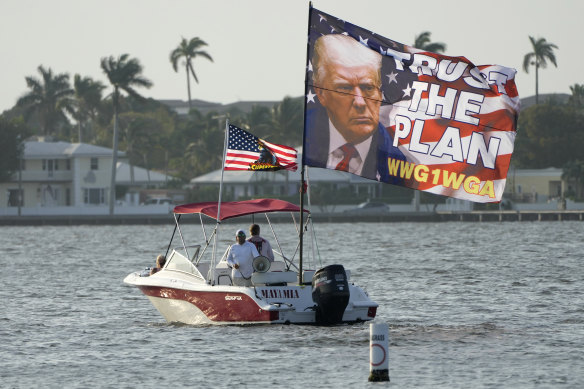 Trump supporters outside the former president’s Trump’s Mar-a-Lago estate on Saturday.