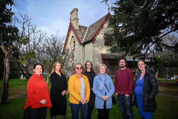 Writers are concerned about the future of the studios at Glenfern. From left, Melissa Manning, Anna Sublet, Rose Lang, Fiona Wood, Iola Mathews, Stephen Sholl and Isabel Robinson.