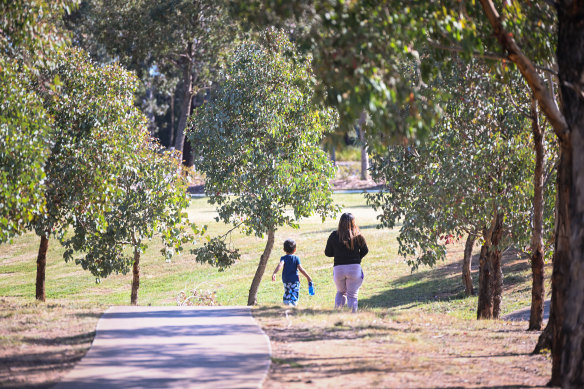 A trail cuts through Presidents Park, Wyndham Vale.