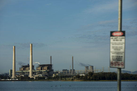 AGL Energy’s Liddell coal-fired power station (foreground), with the company’s Bayswater plant in the distance.