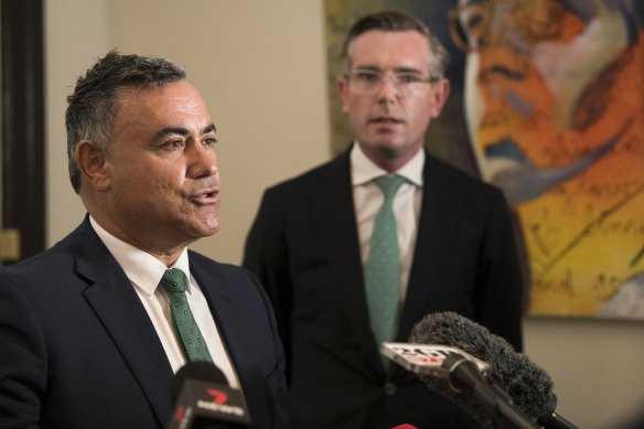 Then deputy premier John Barilaro with Premier Dominic Perrottet in 2021.