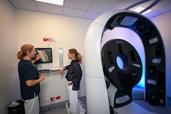 A patient discusses her results from The Alfred hospital’s machine.