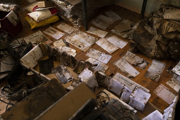 Eugowra’s Rural Transaction Centre, which offers banking and postal services, was destroyed during Monday’s flash flooding.