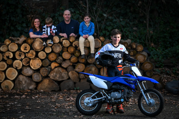 Jensen Pollard with stepfather Ben Talbot, mother Lauren Talbot and sister Lexi and brother Lenny.