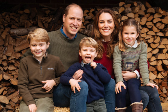William and Catherine with their children in a Christmas photo released in December 2020.