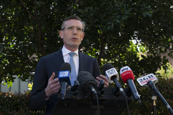 NSW Premier Dominic Perrottet speaking to the media about the Head report.