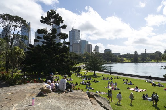 Sydneysiders enjoying the spring weather on Saturday. 