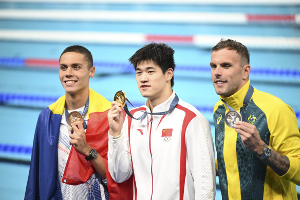 Kyle Chalmers 100m freestyle final. 31 July 2024.
