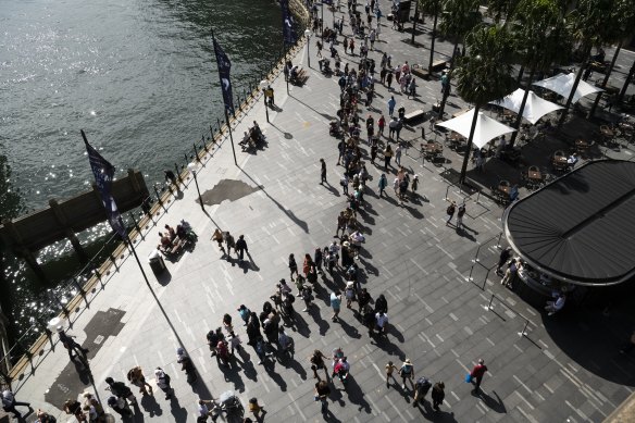 Long queues at Circular Quay on Saturday.