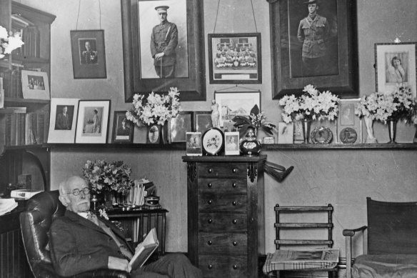 Frank Pockley in his study, surrounded by those he had lost.