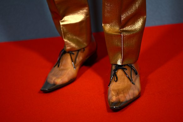Alexander Skarsgård in transparent shoes at the Wicker screening.