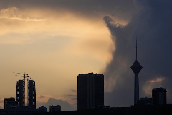 A cloudy sunset in Tehran on Sunday before overnight attacks.