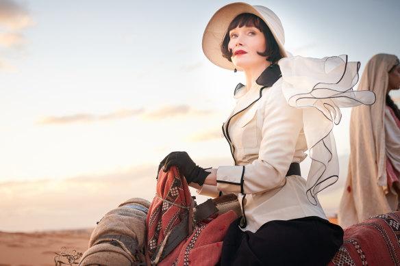 Phyrne Fisher (Essie Davis) doesn't quite go undercover in Morrocco in Miss Fisher and the Crypt of Tears.