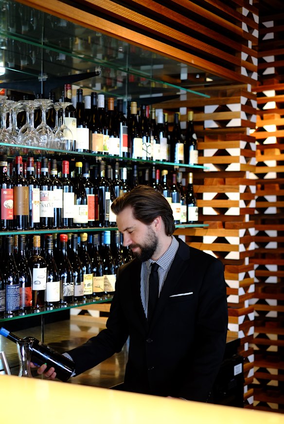 Mr Hunter with the wines that make up his award-winning list.