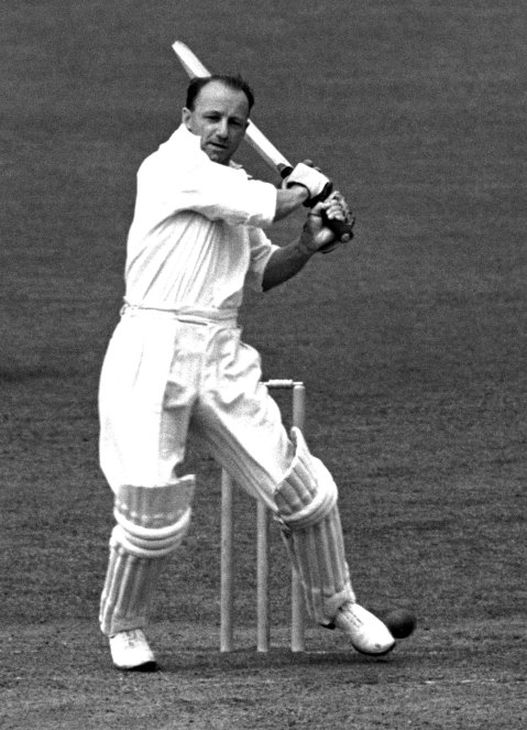 Bradman in action in 1948. 