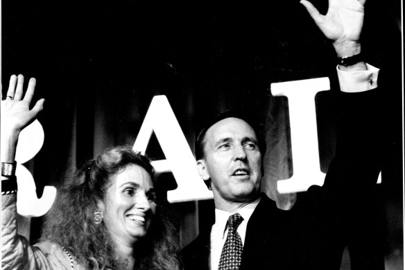 The “sweetest victory of all”: Paul Keating with his then wife Anita on election night in 1993.