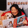 Nagi Maehashi with her dog Dozer and new book Tonight, which will be out on October 15.