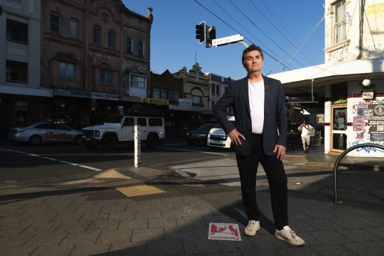 Steki Taverna owner Paul Oiakimidis on Enmore Rd, where he plans to reopen the iconic restaurant in October. 