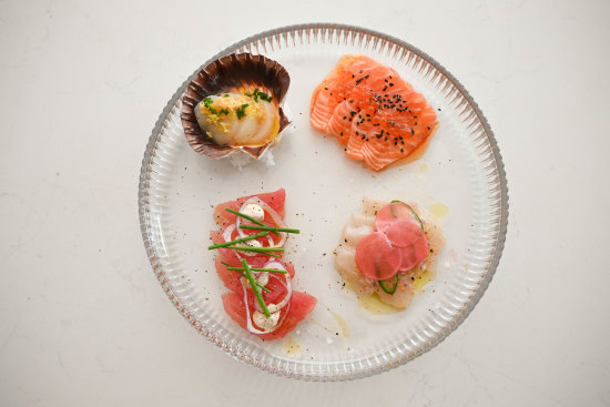 Sashimi tasting plate. 