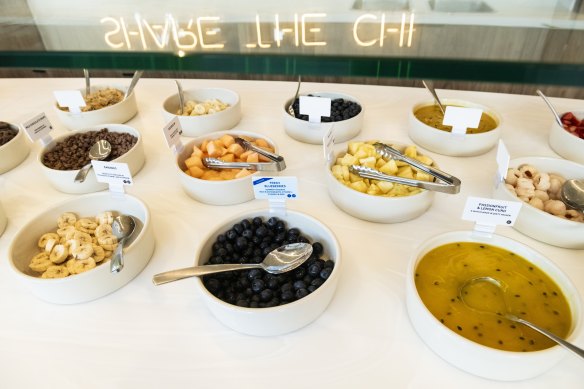 Fresh fruit toppings, particularly berries, are the healthiest choice.
