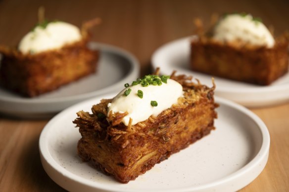 One of Sydney’s best potato dishes: Potato rosti is all crisp waves and golden coils.