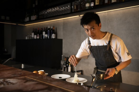 Owner-chef Zachary Ng serves the dishes and pours the drinks at 10-seat Restaurant Ka.