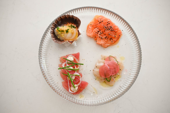 Sashimi tasting plate. 