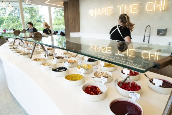 The new Yo-Chi outlet at Barangaroo has an enormous range of help-yourself frozen yoghurts and toppings.