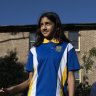 Haylee Kerans with Summer Hill Public school students at the basketball court at Darrell Jackson Gardens.    