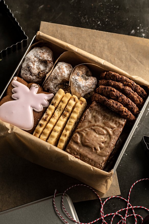Lata de biscoitos de Natal Farinha e Pedra Nadine.